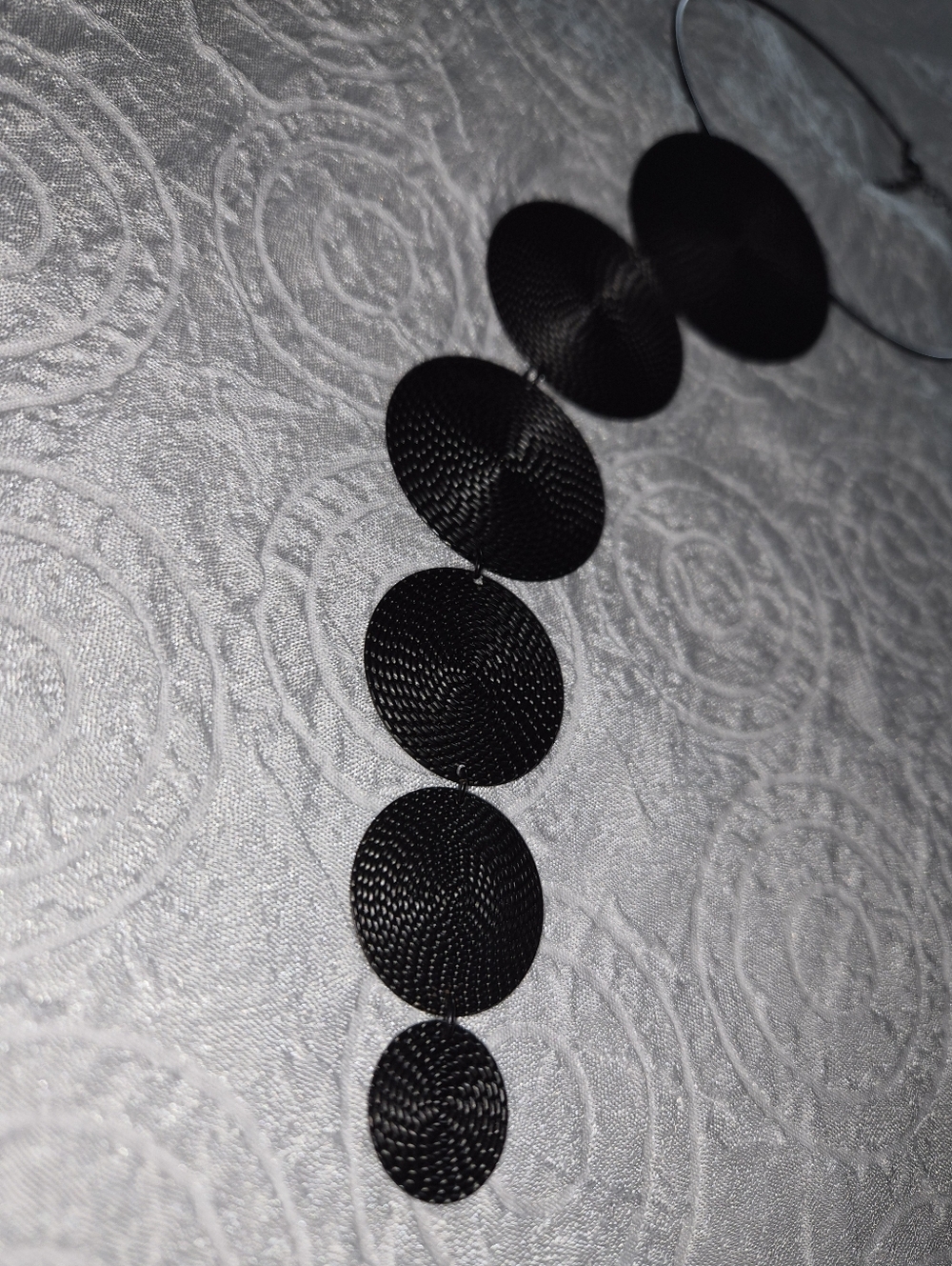 Modern Disc Statement Necklace ▪︎ 6 Tier ▪︎ Onyx ▪︎ Long Drop 14.5" - Picture 5 of 16